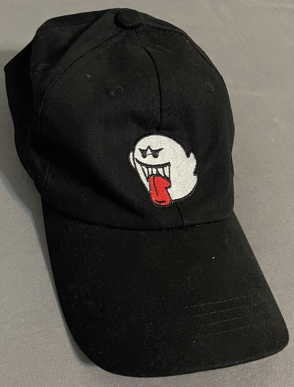 Black Adjustable Baseball Cap Boo Super Mario Ghost Embroidered Hat